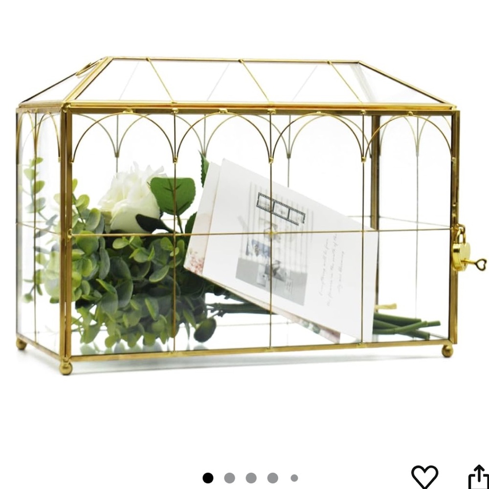 Gold Glass Wedding Crd Box